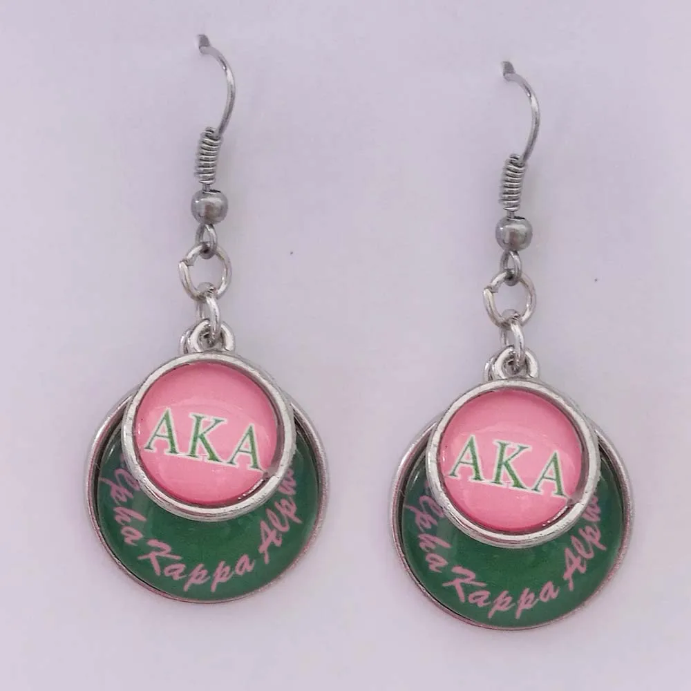 

AKA pink and green round Sorority Earring