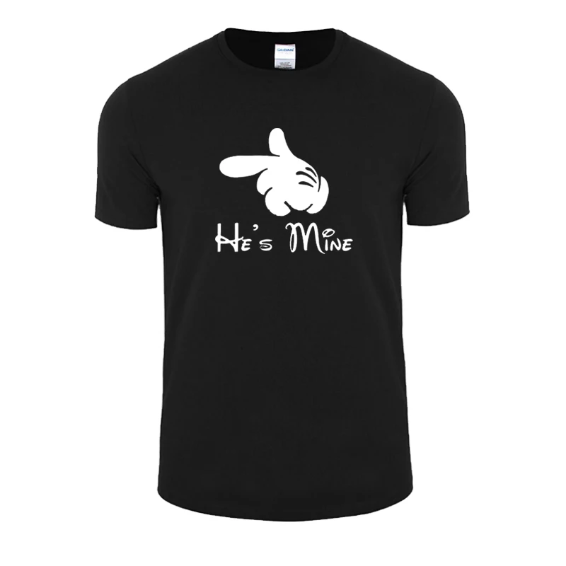 

Funny Summer Style He's-Mine graphic printing t shirts Men's Funny lovers short sleeve loose leisure time cotton top tees