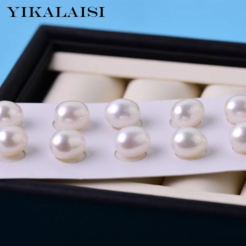 

YIKALAISI Natural freshwater oval pearl bead 8-9mm pearl size white purple pink black color