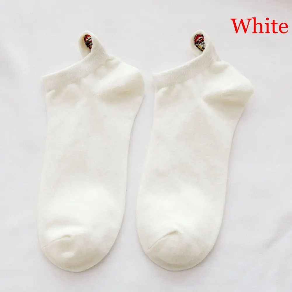 1 пара,, женские носки с вышивкой, женские хлопковые короткие носки, короткие носки, женские носки-башмачки, женские повседневные носки, невидимые - Цвет: white