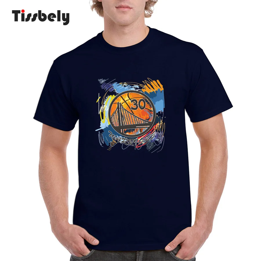 Tissbely T-shirt Design Colorful Warrios Fans Graphic Tee Shirts Men Short Sleeve Round Neck Navy Blue White Cool Tops | Мужская одежда