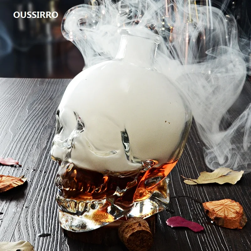 

OUSSIRRO 3D Creative Skull Whiskey Decanter Whiskey Bottle Crystal Glass Wine Beer Containers Glass Bottle