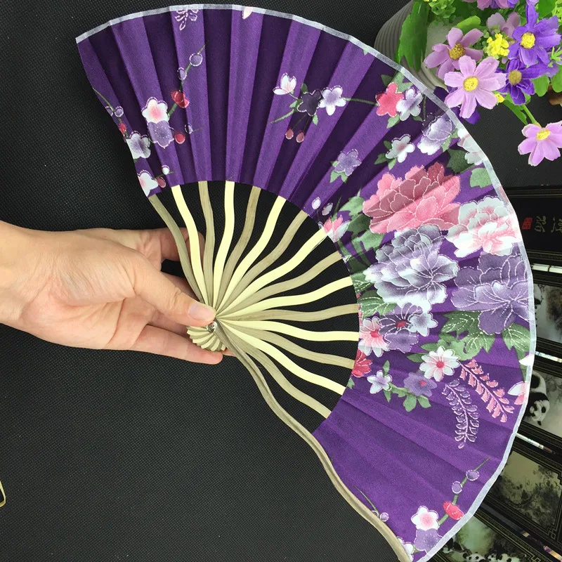 Красочный китайский бамбук складной веер шелк 100 шт. Для женщин вентилятор ткани цветок для свадьбы пользу болельщиков