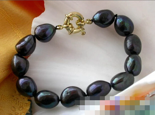 

Hot sell ->@@ > 03777 BLACK BAROQUE FRESHWATER CULTURED PEARL BRACELET -Top quality free shipping
