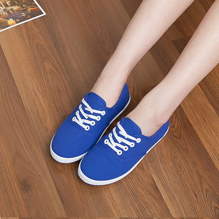 Женская парусиновая обувь новые модные удобные светильник на плоской подошве женская обувь 12 видов цветов Женская обувь на плоской подошве Дамская обувь - Цвет: Blue