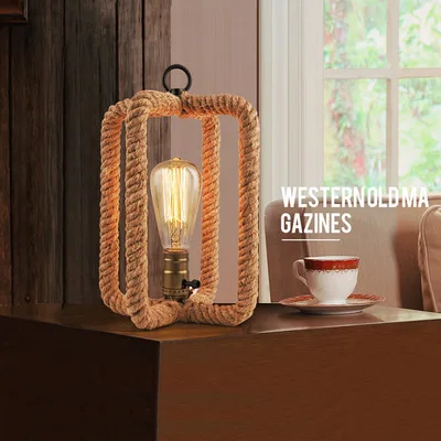 

Vintage Rope Loft table lamp Creative Personality Industrial Lamp Edison Bulb American Style For Living Room decoration