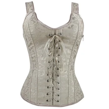 

New Sexy Lace Up Satin Boned Chest Binder Waist Trainer Tummy Control Women Waist Bodycon Corsets Cincher Body Shaper Vest XXL