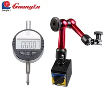 GUANGLU 2Pcs Digital Dial Indicator 0-12.7mm/0.5” 0.01 With Mini Magnetic Base Holder Gauge Caliper Measuring Tools