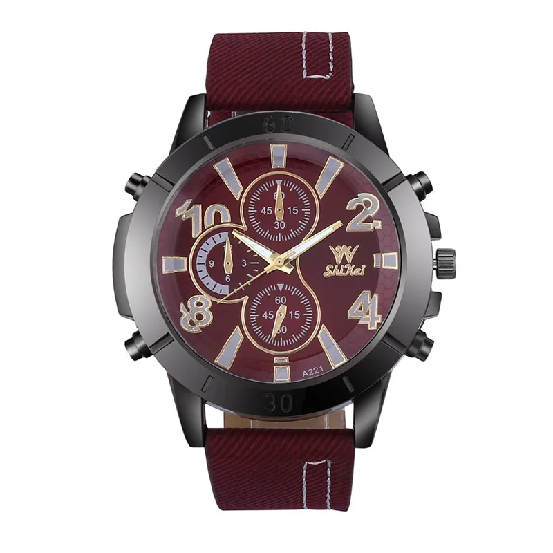 Простые мужские часы с цифровым циферблатом, кварцевые наручные часы, популярные мужские часы, кожаный ремешок в деловом стиле, часы Zegarek Meski@ 50