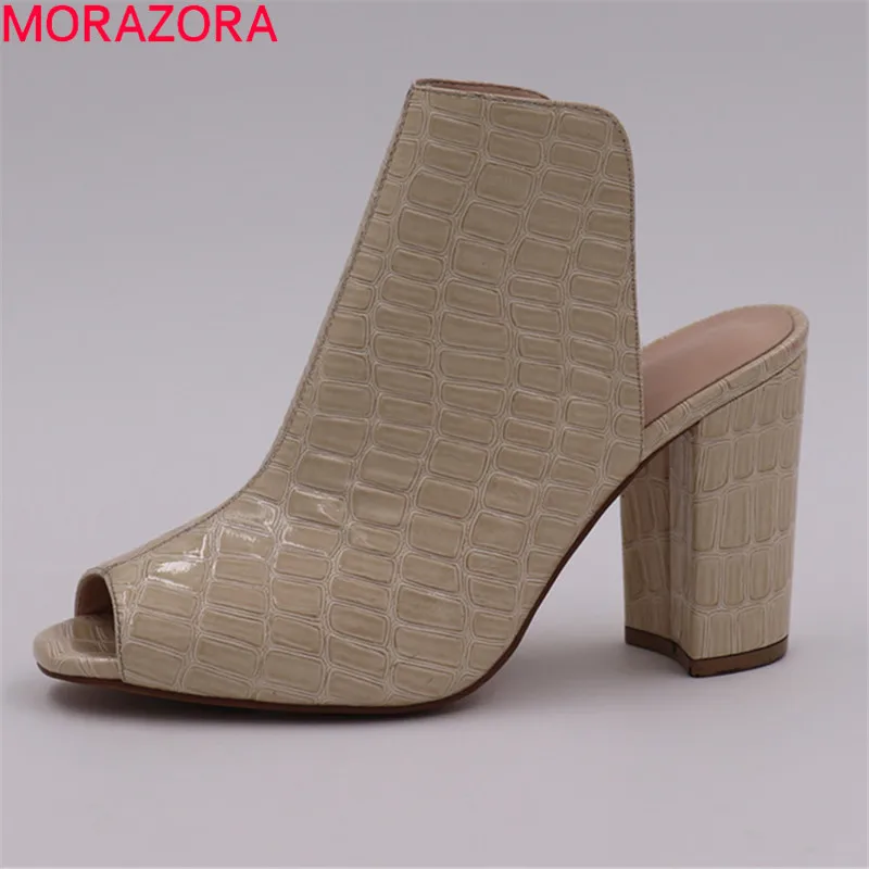 

MORAZORA 2019 Handmade women sandals peep toe solid colors summer shoes high heels party shoes woman mules dress shoes ladies