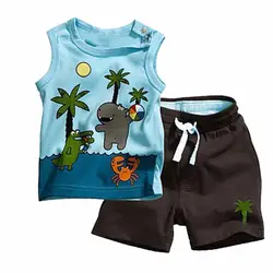 Горячие tollder для мальчиков без рукавов футболки Короткие штаны набор 2 предмета одежда От 0 до 3 лет