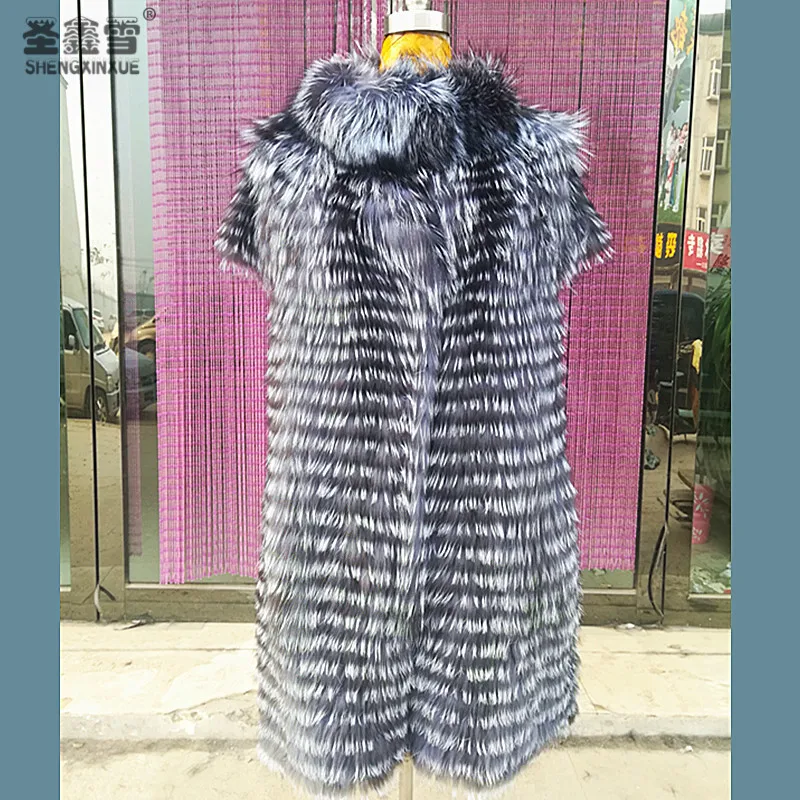 

Leather grass woman coat pure natural fox fur vest coat winter fashion silver fox fur outdoor warm fur top Free shipping