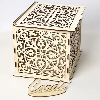 

Economical DIY Wooden Wedding Card Box with Lock and Slot for Rustic Wedding Decoration ds99