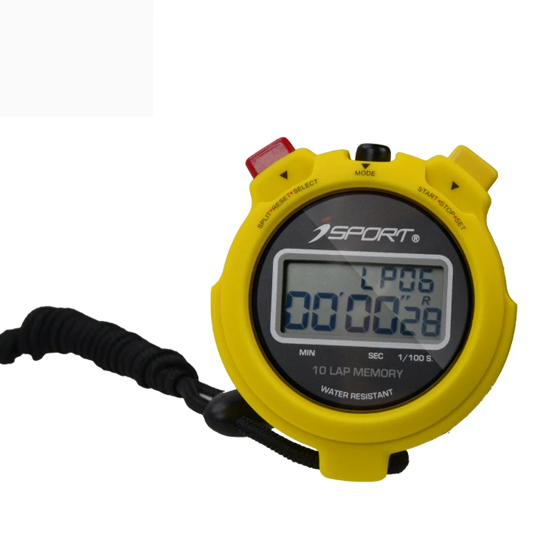 Electronic chronograph stopwatch professional referee sports stopwatch seconds 10 laps memory fitness watch movement timer 58g
