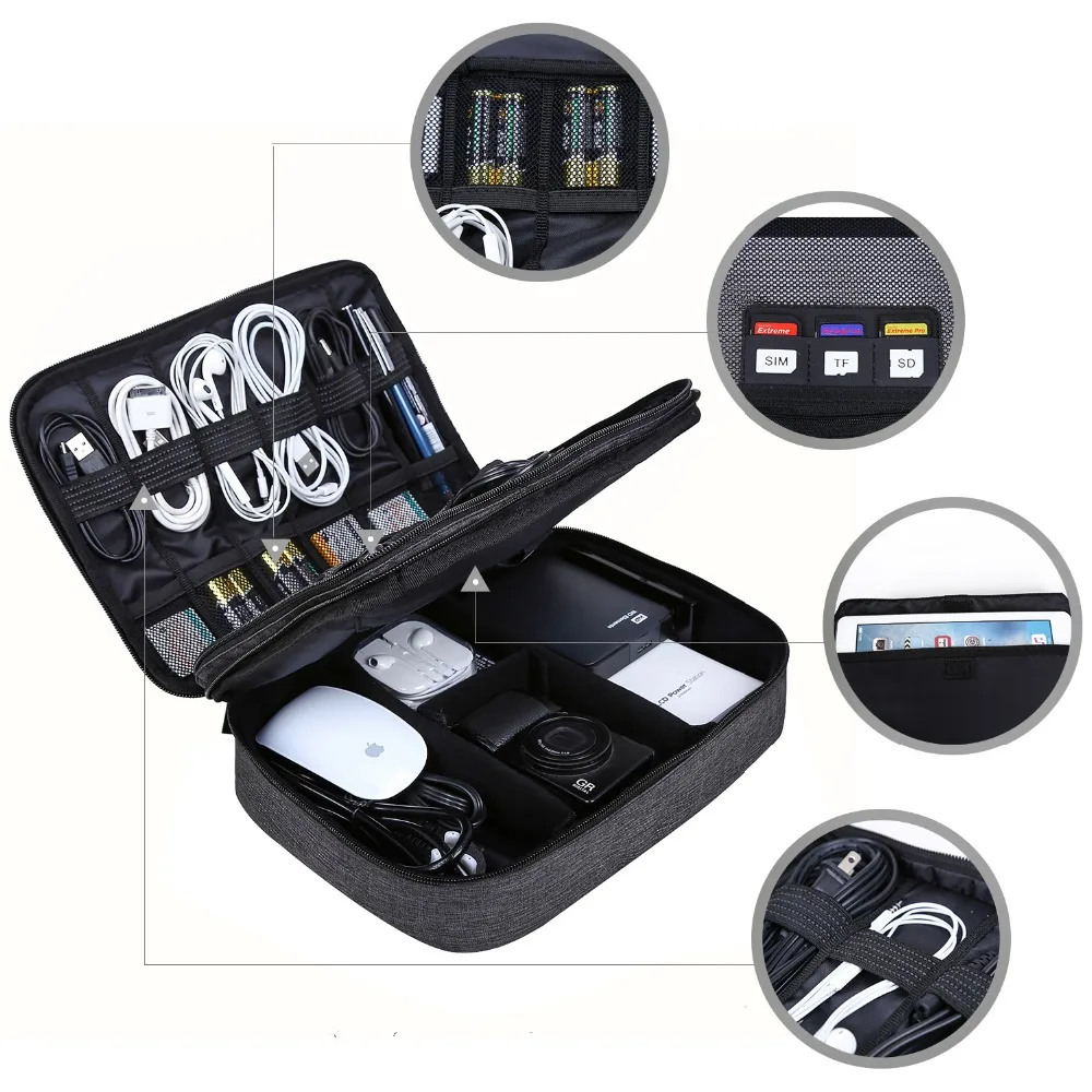BAGSMART Travel Electronics Organizer Bag Portable Digital Accessory Bag for Cable Charger Wire iPad Waterproof Gadget Bag