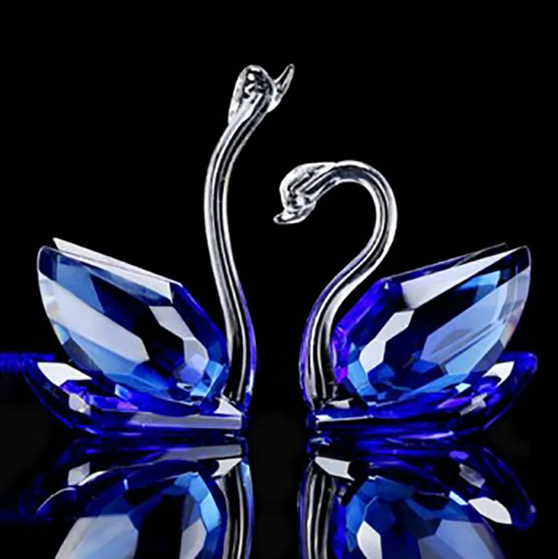 Sparkle Crystal Swan Figurine, Couple Lover Swan Statues