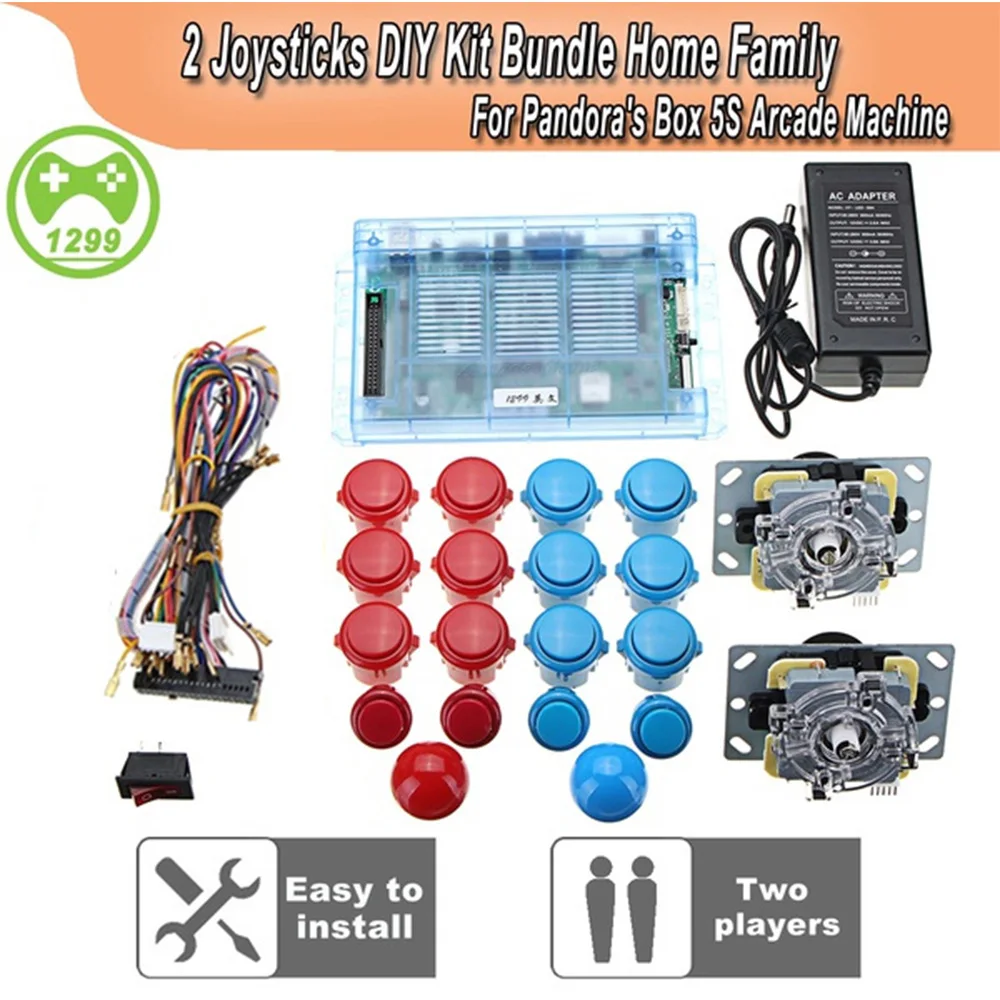 

Pandora Box 5S 1299 Games Set DIY Arcade Kit Push Buuttons Joysticks Arcade Machine 2 Joysticks DIY Kit Bundle Home