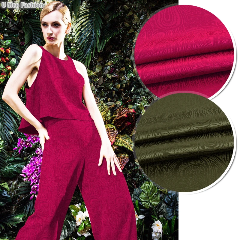 

SP525 Pure Silk/Classic Paisley/Silk Fabric Mulberry Elastic Silk 90% Silk 10% Spandex/Width 1.18yd Thickness 16mm