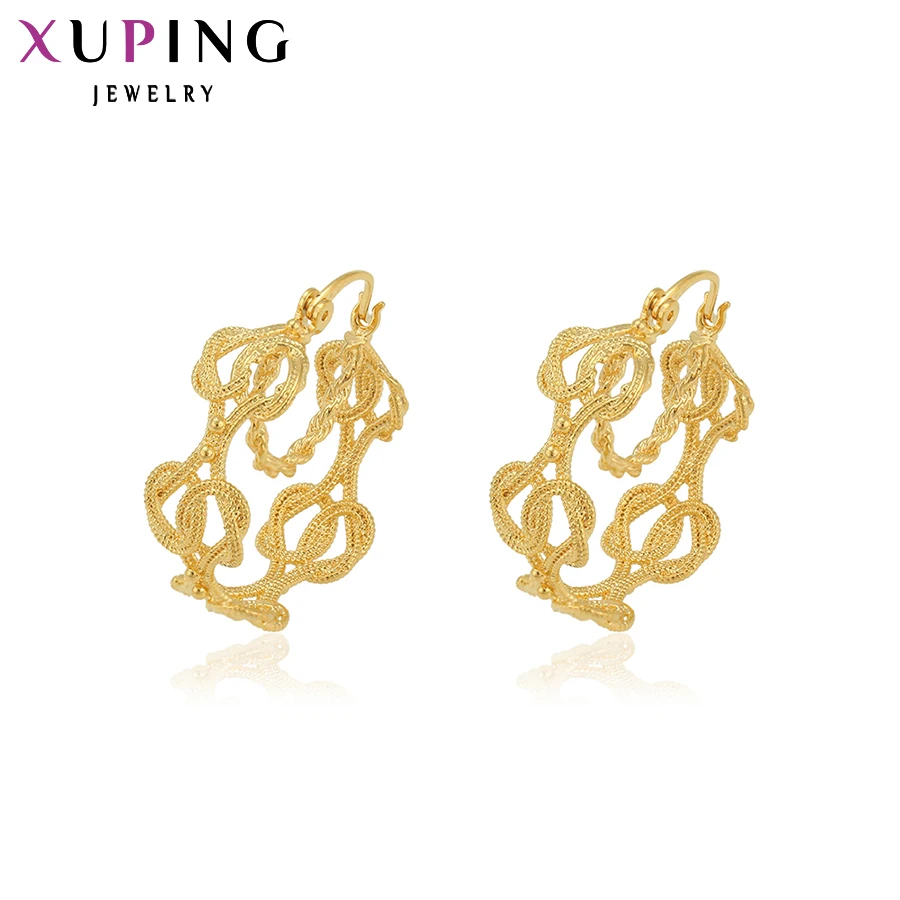 

Xuping Luxury Earring Big Valentine's Gift Gold Color Plated Romantic Charming Hoop Earrings Jewelry High Quality 28937