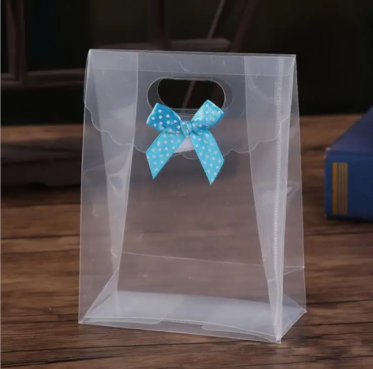 100 шт Европейский Прозрачный Полипропиленовый Подарочный пакет пластиковый мешок для конфет прозрачный ПВХ Свадебная коробка для конфет Рождественский мешок для конфет - Цвет: Небесно-голубой