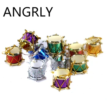 

12 pcs/bag 3cm Laser Small drum Christmas Ornament colorful Mini Gift box Christmas Tree pendant New Year ornaments Decorations