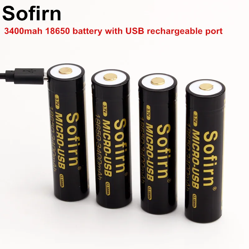 Sofirn 18650 аккумулятор с прямым USB портом 3400 мАч 3,7 в USB перезаряжаемая батарея 5 В Высокая емкость литиевая батарея с индикатором