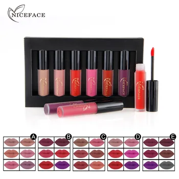 

6Pcs/set NICEFACE Makeup Matte Lipgloss Liquid Matte Lipstick Moisture Waterproof Long Lasting Lip Gloss Kit Women Cosmetics