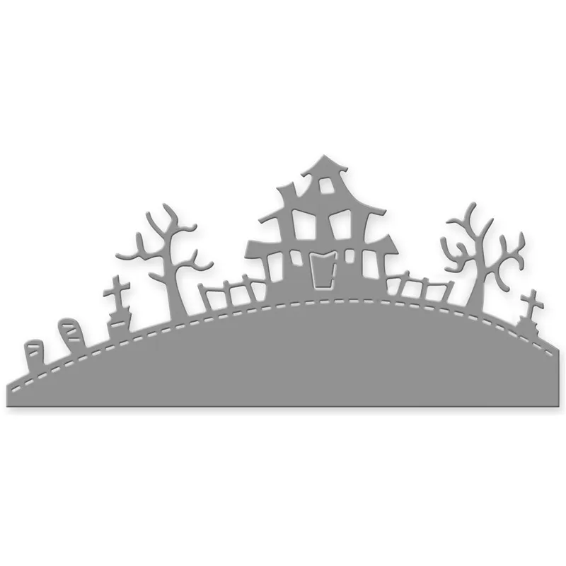 

Naifumodo Haunted Hill Border Metal Cutting Dies for Scrapbooking Craft Die New Embossing Stencil Card Decoration 2019 Halloween