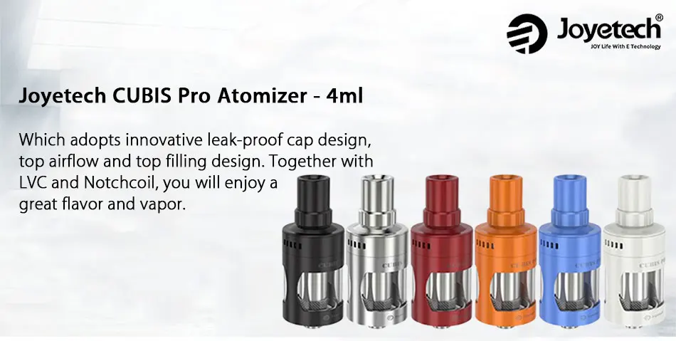 Joyetech Cubis Pro Tank распылитель 4 мл подходит NotchCoil DL/BF RBA/QCS/LVC Clapton MTL катушка головка для 510/ego электронной сигареты Vape