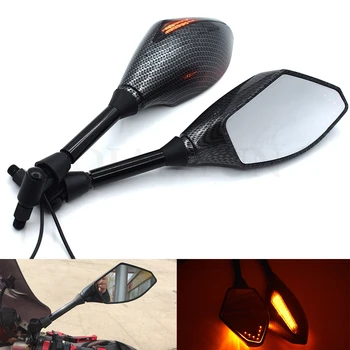 

Motorcycle Rearview Mirrors Black With LED Turn Signal Integrated Mirrors For BMW K1600 K1200R K1200S R1200RT R1200ST R1200GS