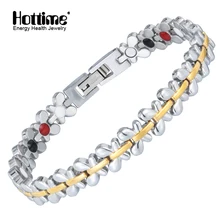 Hottime здоровья магнитный браслет для женщин цепочка на руку энергия нержавеющая сталь био браслет золото модные ювелирные изделия