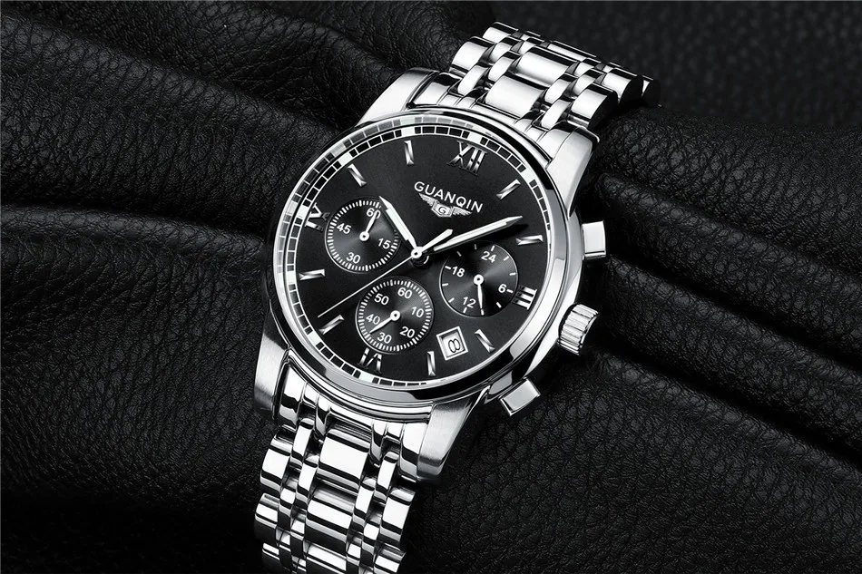NEW GUANQIN Watch Men Quartz Watch Relogio Masculino Business Top Brand Chronograph Luminous Date Clock Men's Casual Wristwatch (12)