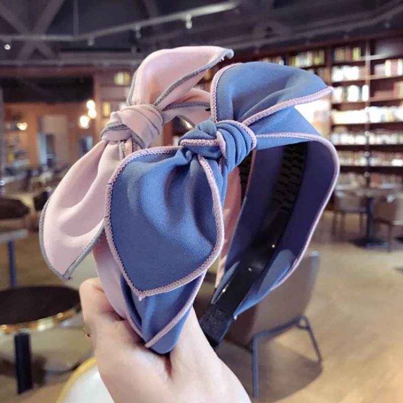 

Bow Knot Cross Knotting Hairband Wide Sweet Women Ladies Pure Color Hair hoop Ribbit Ear Head Band Cute Solid Headwrap