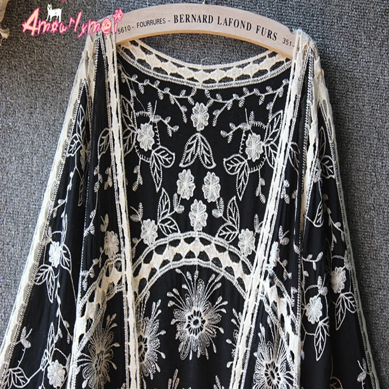 2019 Summer New Women's Mori Girl Vintage Hollow Out Embroidery Lace Loose Batwing Sleeve Kimono Cardigan Blouse Shirt Tops 2019 Summer New Women's Mori Girl Vintage Hollow Out Embroidery Lace Loose Batwing Sleeve Kimono Cardigan Blouse Shirt Tops