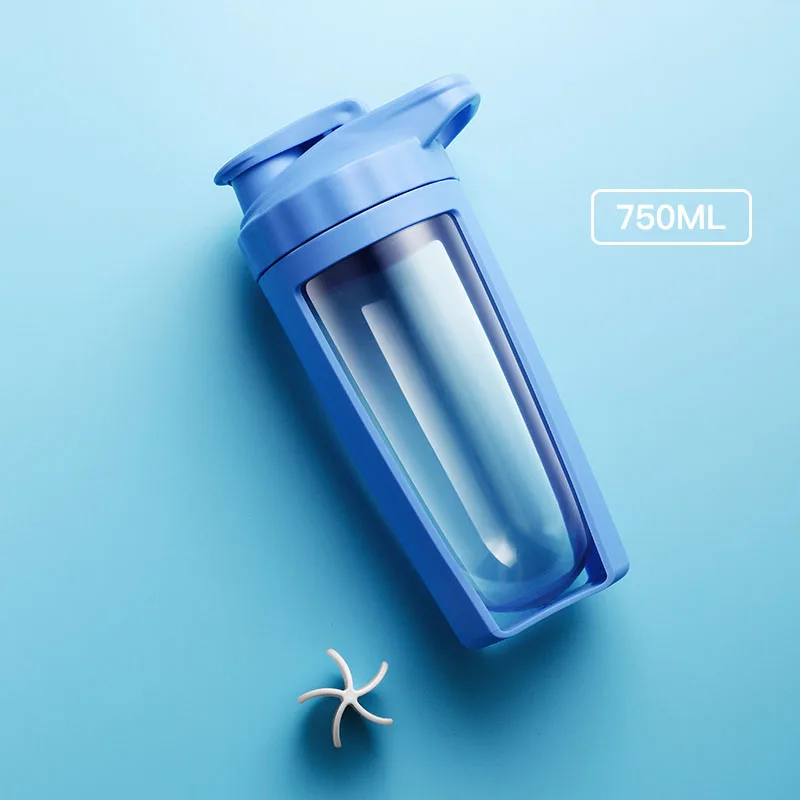 750ml Протеин шейкер большой Ёмкость бутылка для воды на открытом воздухе спортивные Фитнес обучения пить молоко порошка смеситель My Water Bottle(Моя бутылка с водой - Цвет: Light Blue