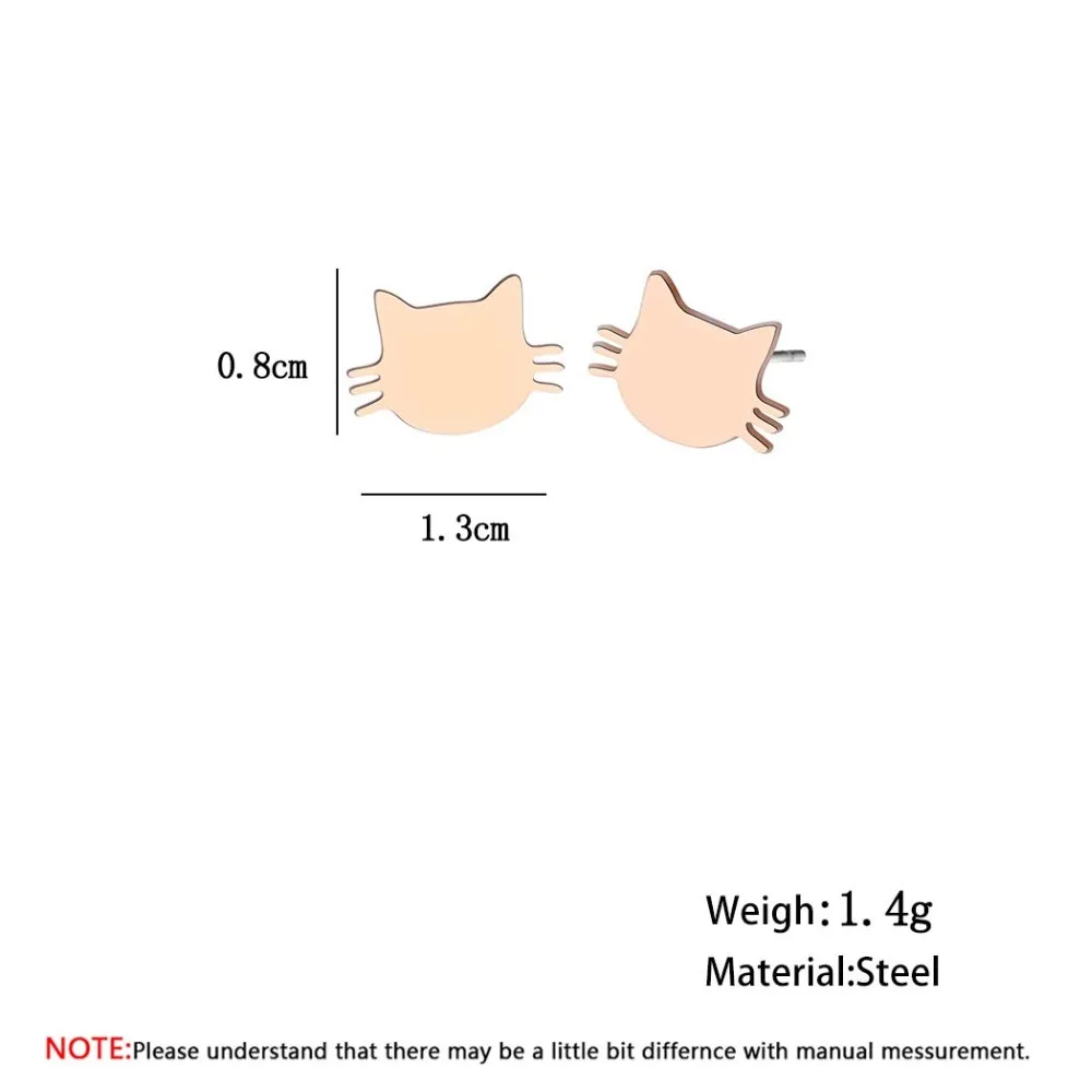 Чандлер из нержавеющей стали серьги-кошки котенок мультфильм женщин минимальный ребенок дети ювелирные изделия милые животные каваи сладкий Bronics