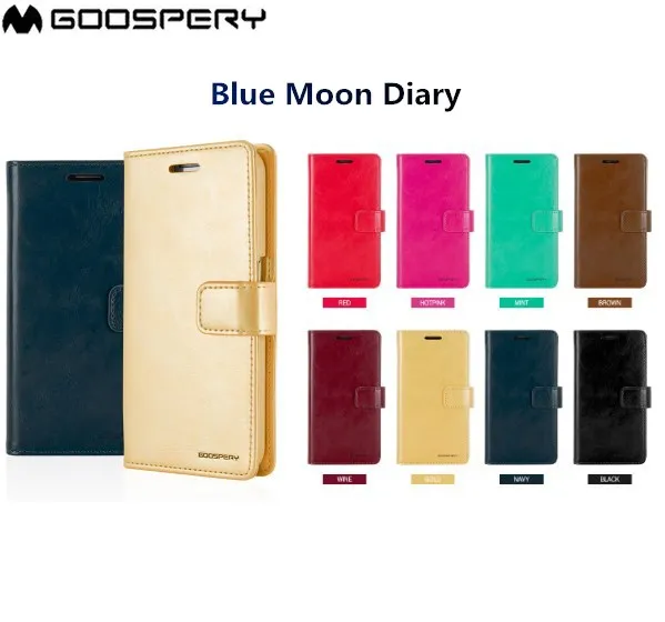 Оригинальный кожаный чехол книжка Goospery Blue Moon Diary с подставкой для Samsung Galaxy Note 10 Pro S8