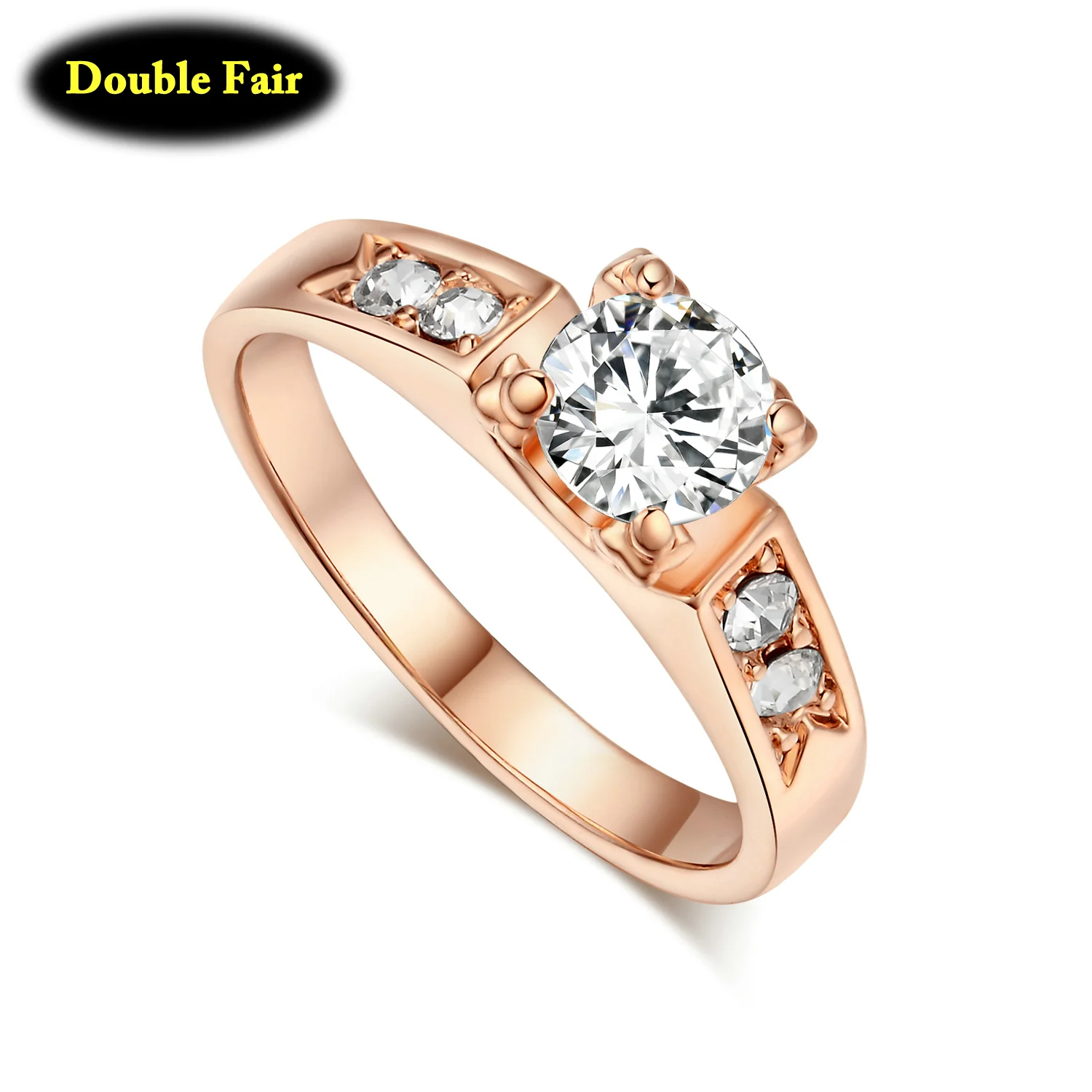 AAA+ циркон, кубический цирконий, 4 когтя, обручальное кольцо на палец для женщин, цвет розовое золото, кристалл, модный бренд, ювелирное изделие aneis DWR051M
