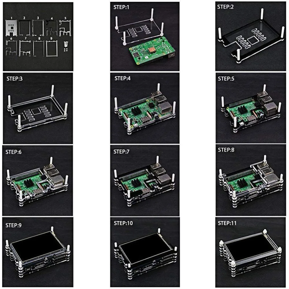 3,5 дюймов lcd tft сенсоный экран дисплей+ 9 слой акриловый чехол коробка комплект для Raspberry Pi 3 Model B доска Pi 3 B+ плюс lcd