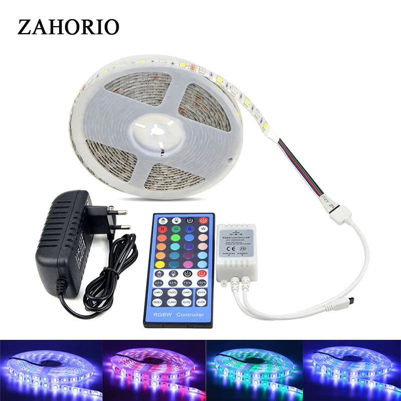 

SMD 5050 RGB LED Strip Waterproof 300LEDs DC 12V 5M RGBW RGBWW LED Light Strips Flexible with 4A Power and Remote Controller