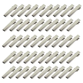 

50 Pcs Silver 32mm/35mm/40mm/45mm Flat Metal Single Prong Alligator Hair Clips Barrette For Bows DIY Accessories Hairpins