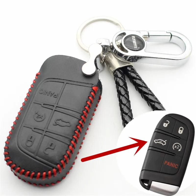 FLYBETTER чехол для смарт ключей из натуральной кожи с 5 кнопками Jeep Grand Cheroke Fiat Chrysler 300