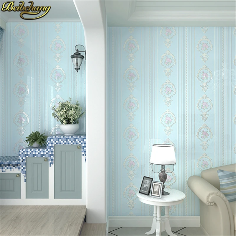 

beibehang papel de parede 3d American pastoral flowers Wall paper Rolls Living Room Bedroom stripe Wallpaper for Walls Home roll