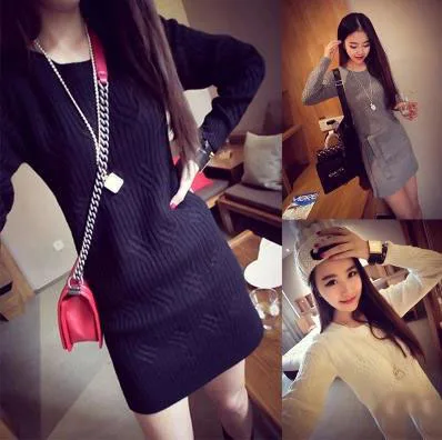 Autumn/Winter 2014 Korean Version of Long Bi-Fold Wallets Thicken the Line Pullover Twist in New School Base Dress Women | Женская