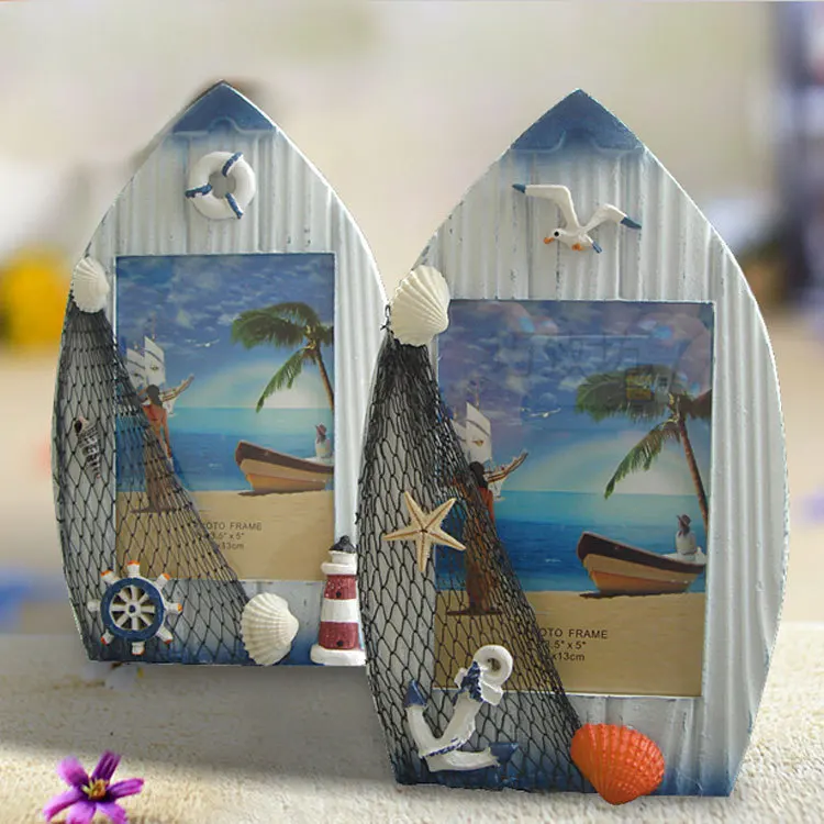 shiiping парусная лодка рамка для фотографий в средиземноморском стиле стиль твердая деревянная рамка пляжная рамка для фотографий, искусство подарок