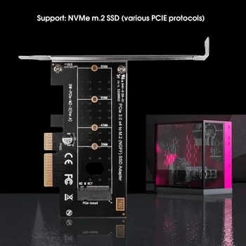 

kebidumei M.2 NVMe SSD NGFF TO PCIE X4 adapter M Key interface card Support PCI Express 3.0 x4 2230-2280 PCI-E 3.0 Express