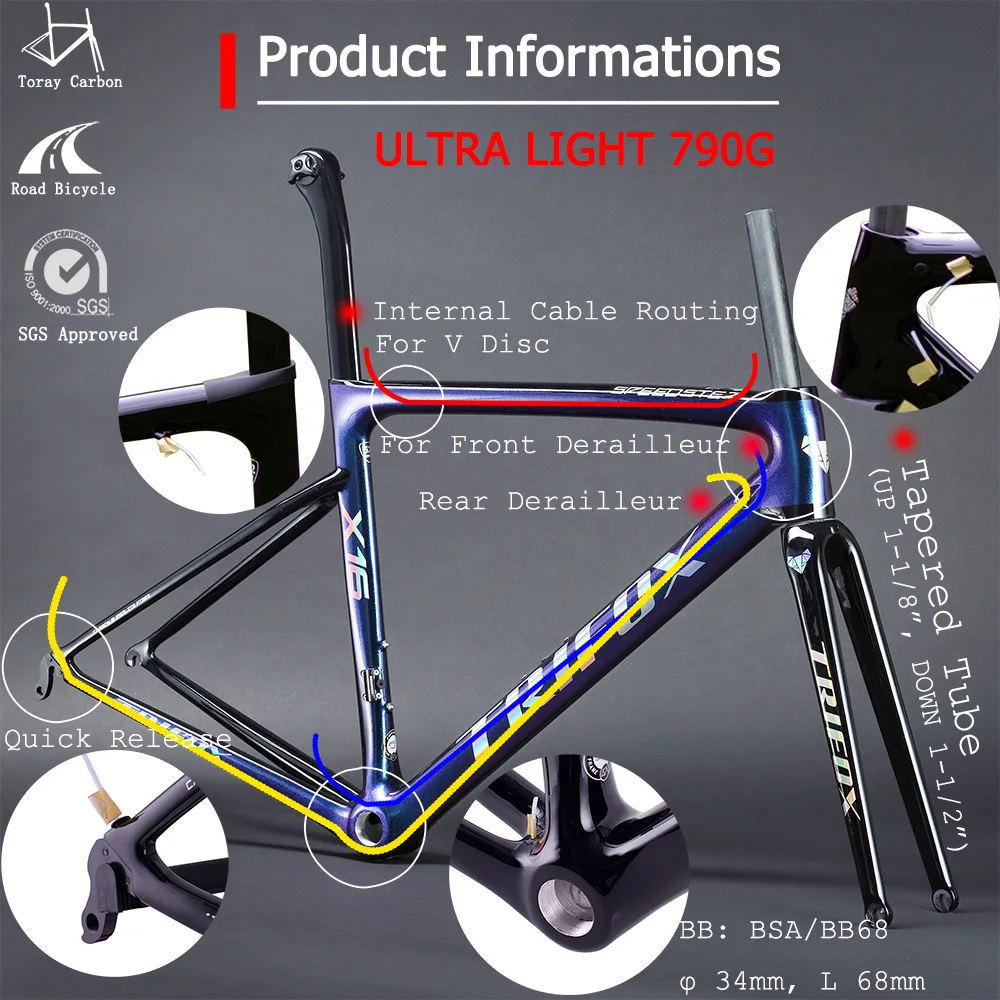 Top 2019 Road Bike Frame Carbon Road Bicycle Frame Di2 Mechanical UD Black Carbon Frame Size 440 490 520 540 560mm 2 Year Warranty 4