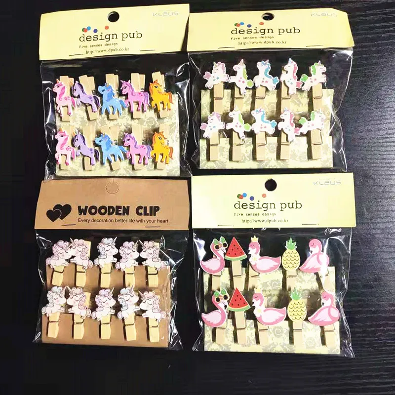 

10ps Flamingo Unicorn Party Supplies DIY Photo Frame Mini Wooden Clip Baby Shower Unicorn Birthday Party Decorations Kids Gifts
