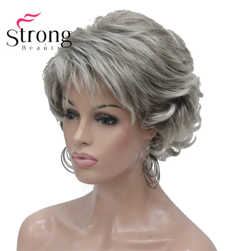 Pаспродажа StrongBeauty мягкий взъерошенный кудрявый парик короткий серый микс полный синтетический парик выбор цвета