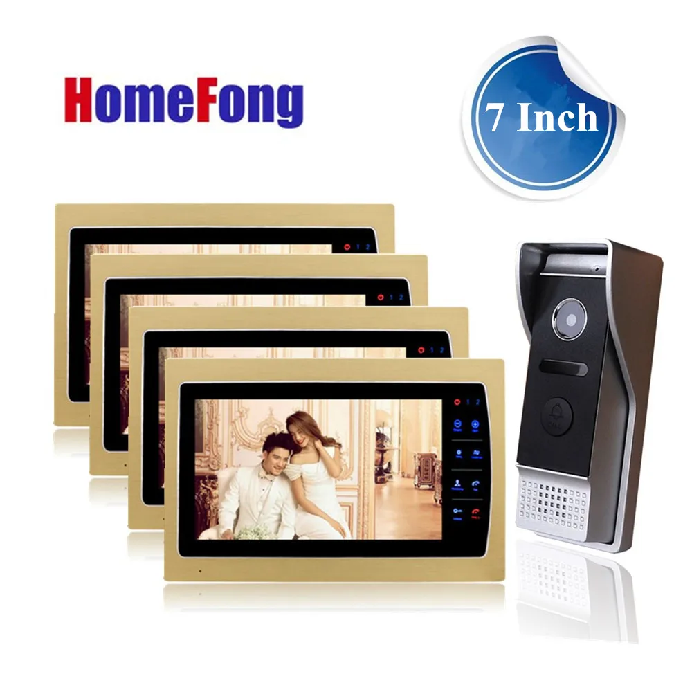 Homefong 7 inch Color Video Door Phone Doorbell Intercom Wired 4 Wire indoor Monitor and 1 Outdoor station 1200TVL HD | Безопасность и